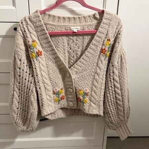For Love And Lemons Cream Floral Cardigan